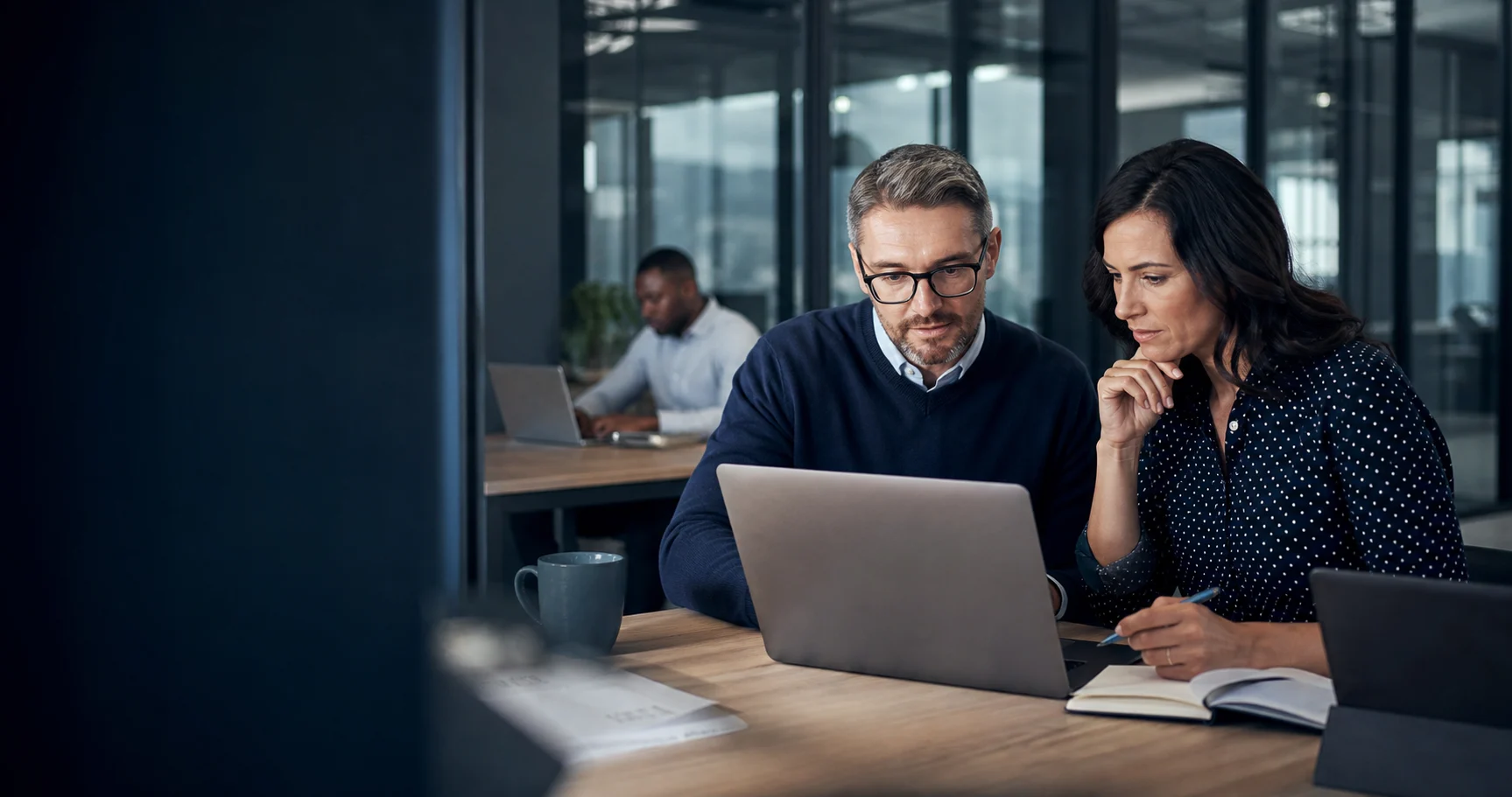 Cybersecurity adviser reviewing access with a business manager