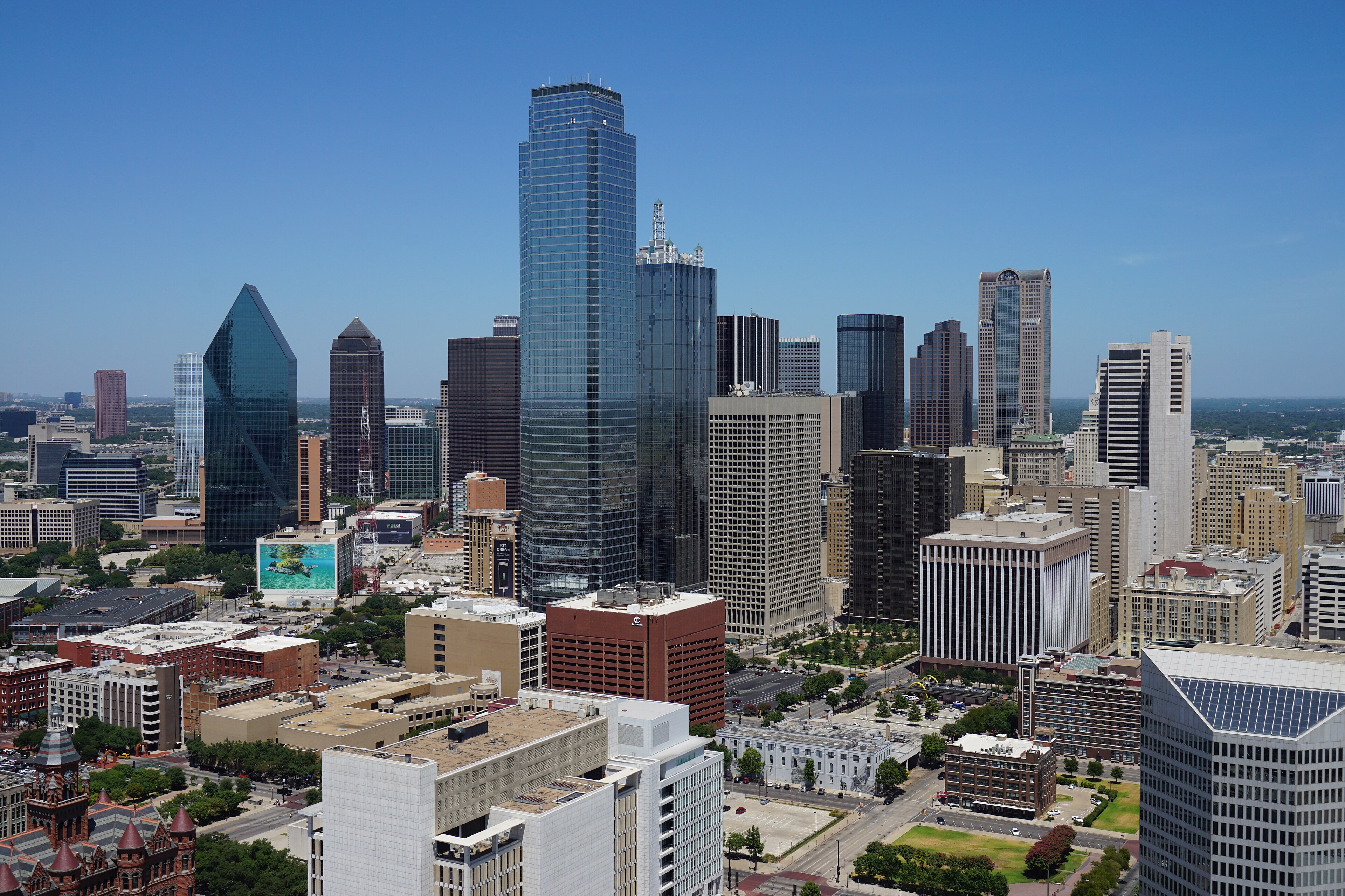 Dallas skyline from Reunion Tower for the AI agency service area page