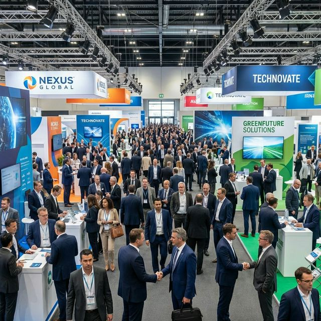 Hall d'exposition de salons commerciaux avec des pistes potentielles